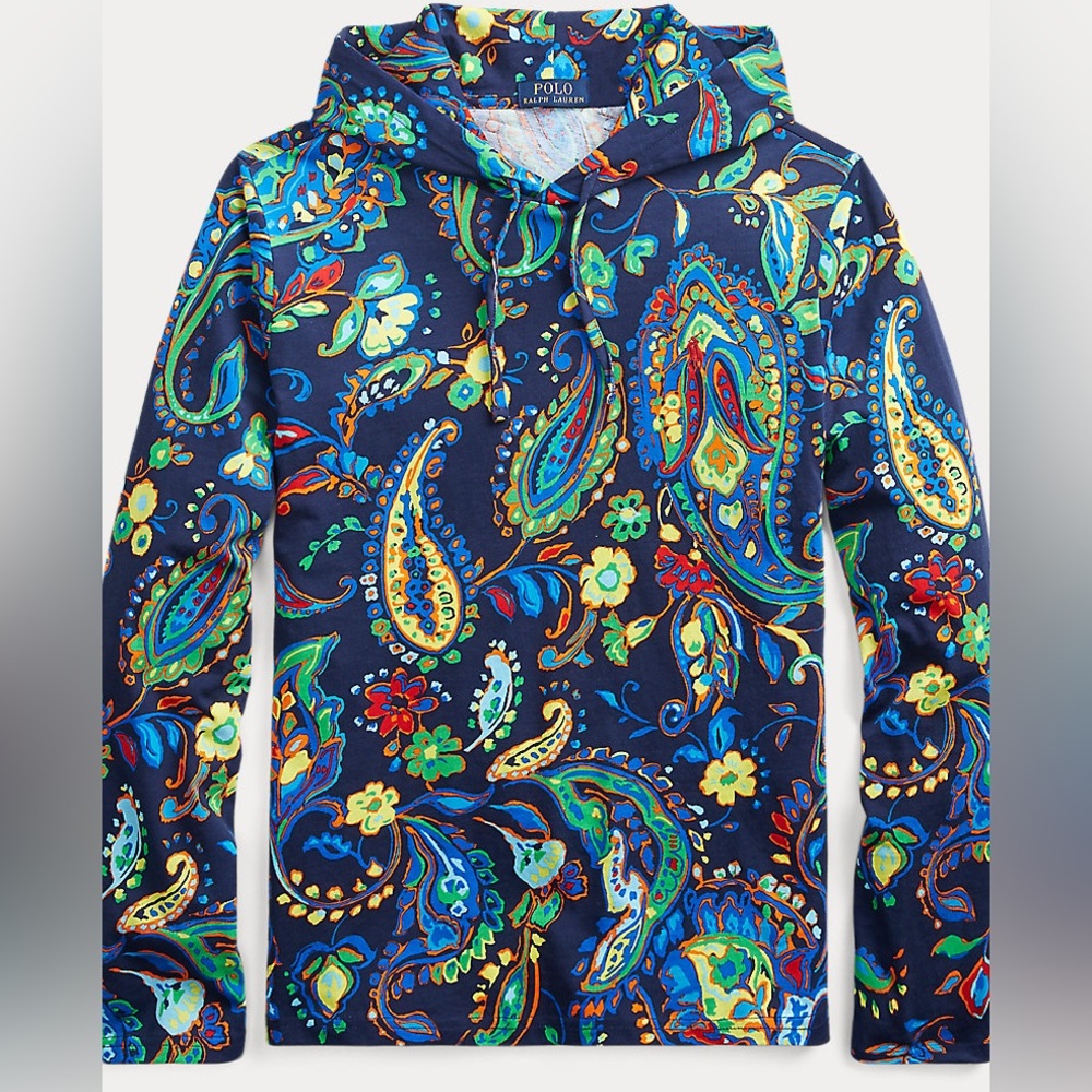 Polo Ralph Lauren Paisley Cotton Hooded T-Shirt hoodie cotton EUC